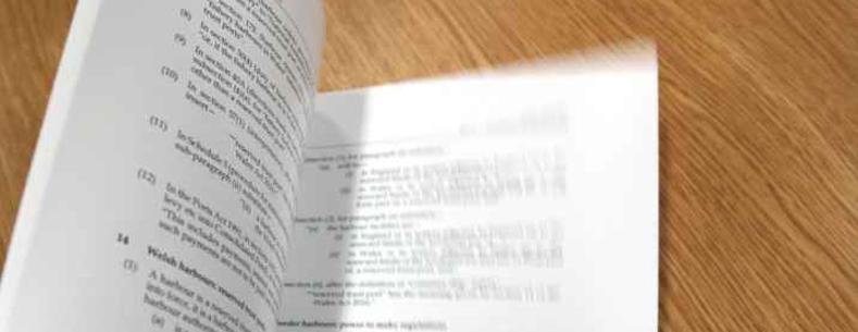 Llun o rywun yn pori drwy fil drafft.